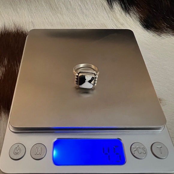 ❤️ White Buffalo Turquoise Square 925 Ring Navajo Style Matte ADJ SZ 5 to 7.5 - Picture 11 of 15